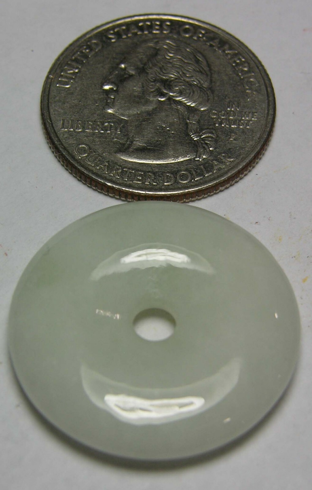 #14 100% Natural Untreated 32.75ct Green Jade Donut Shape Pendant 6.50g 26.00mm