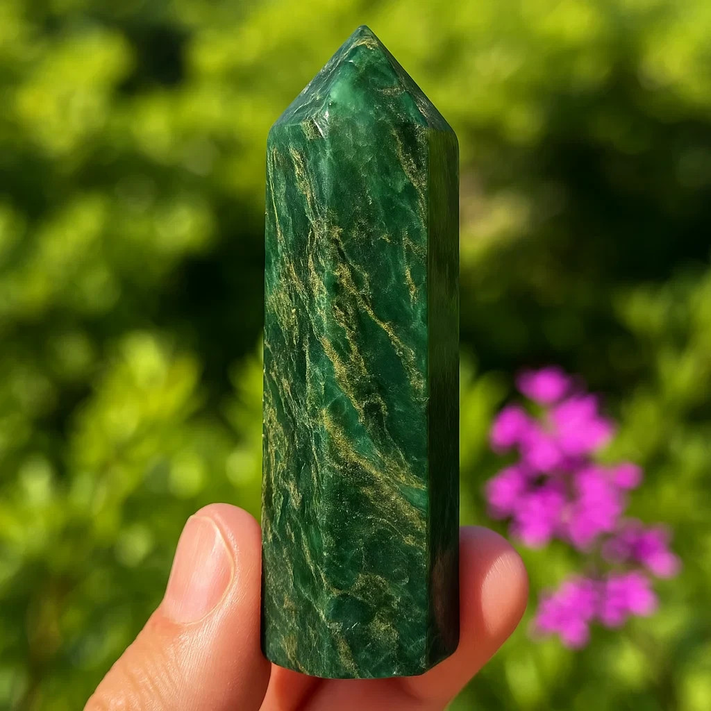Natural Emerald Tower Point Green Gemstone Crystal Healing Obelisk Wand Decor