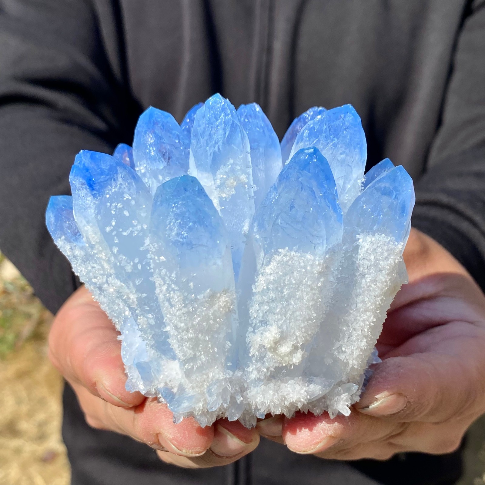 1.16LB Newly discovered blue Phantom Quartz Crystal Cluster mineral samples