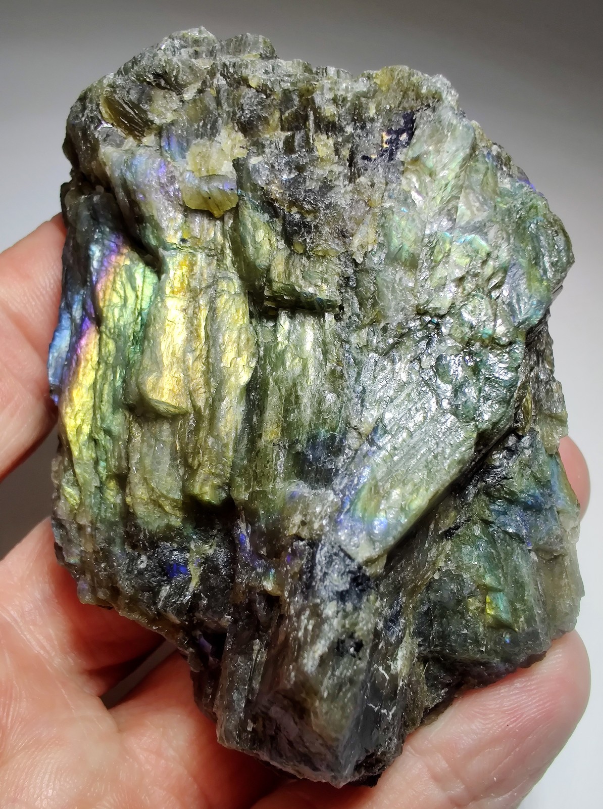 Labradorite with brilliant color flash. Norcross Quarry, Madagascar. 295 grams.