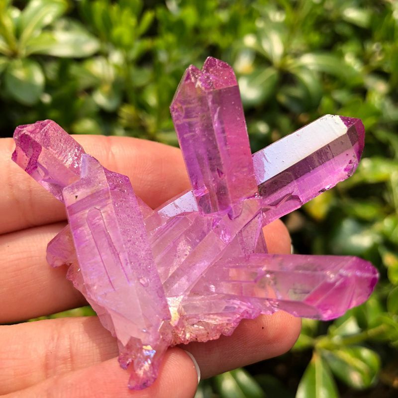 50g Natural Pink Aura Titanium Quartz Crystal Cluster Healing reiki VUG Specimen