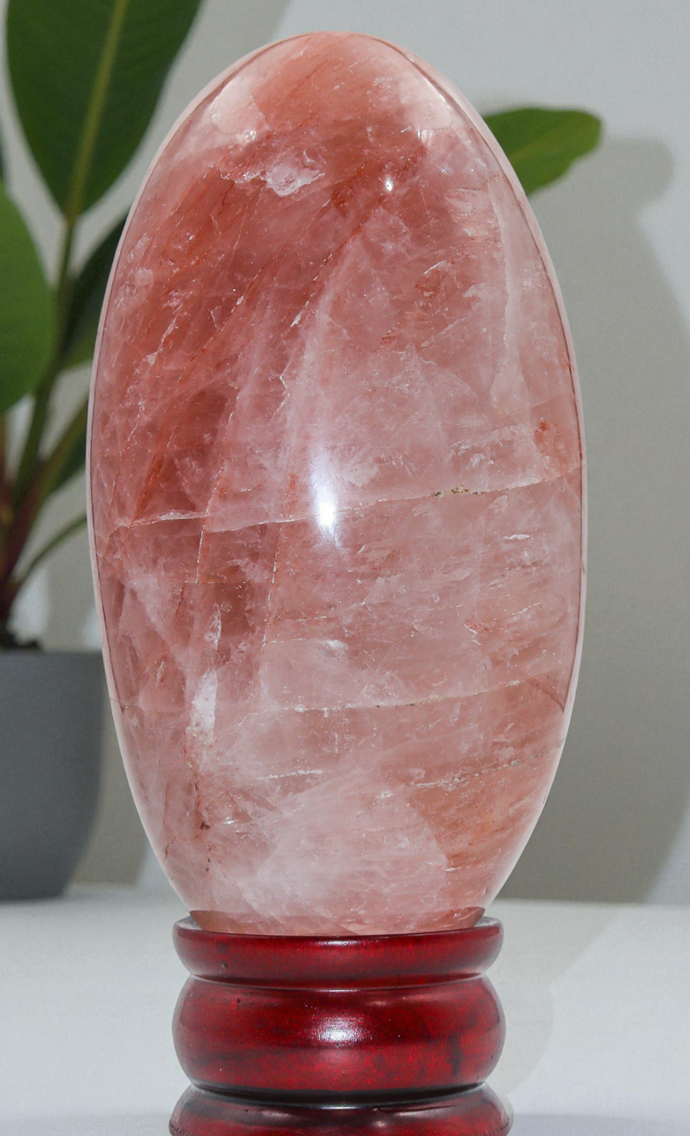 Red Hematoid Quartz Crystal Stone Lingam Healing Decor Meditation Gift 1630g