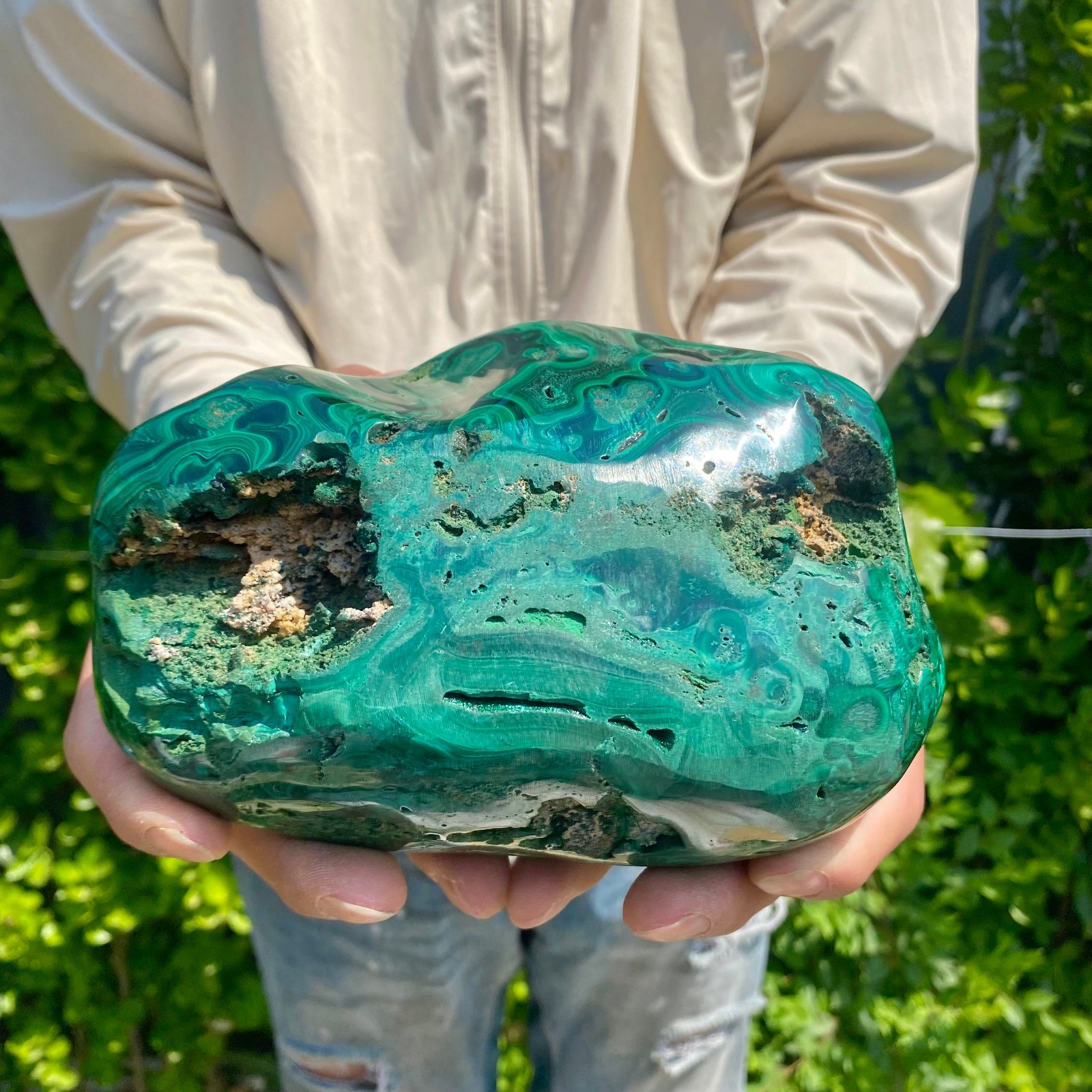 4.6LB Natural glossy Malachite transparent cluster rough mineral sample