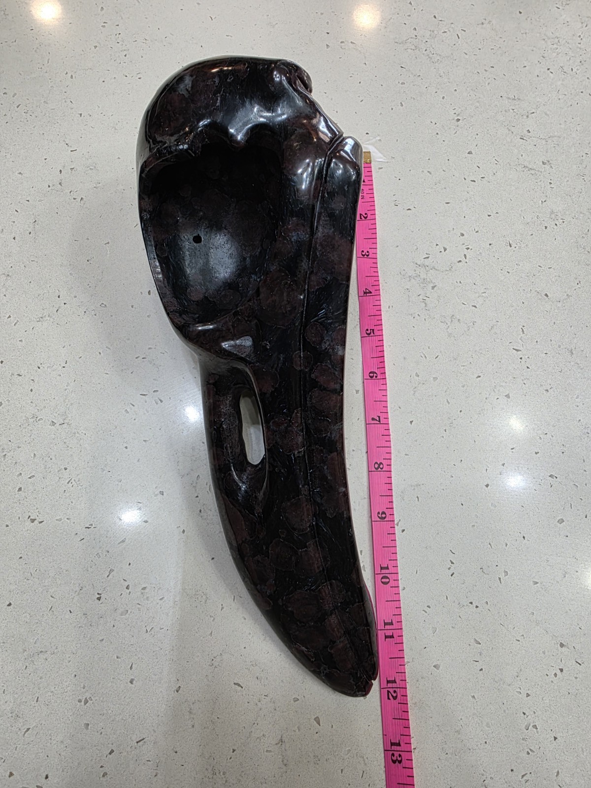 Over 6 Pound Garnet & Astrophyllite Raven Crystal Skull Carving Over 11 In Long