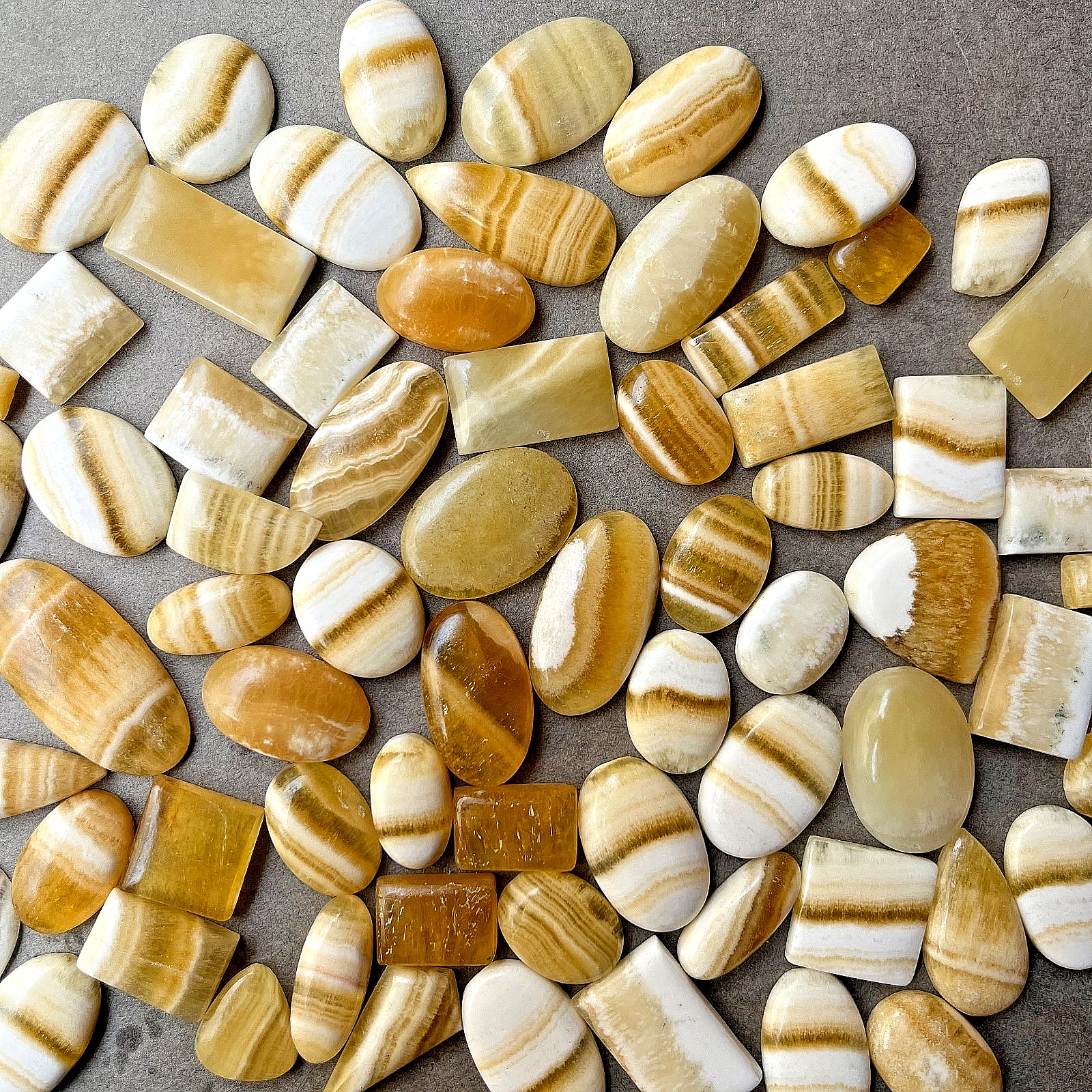 Natural Honey Calcite Assorted Shape Cabochons Mixed Size Loose Gemstone Lot