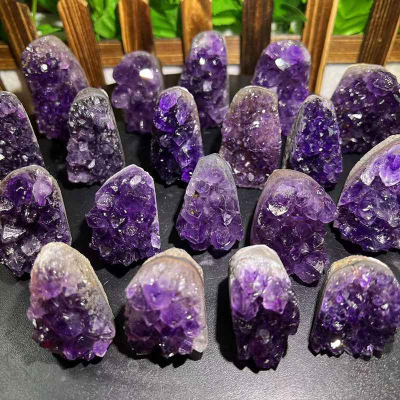 Cut Base Natural Amethyst Quartz Crystal Cluster Healing Stone Geode Specimen US
