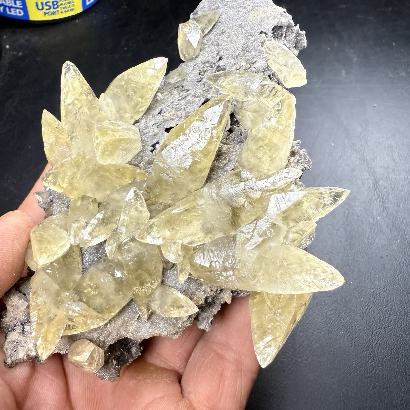Golden Calcite Crystals on Chalcopyrite Pyrite Matrix / Missouri