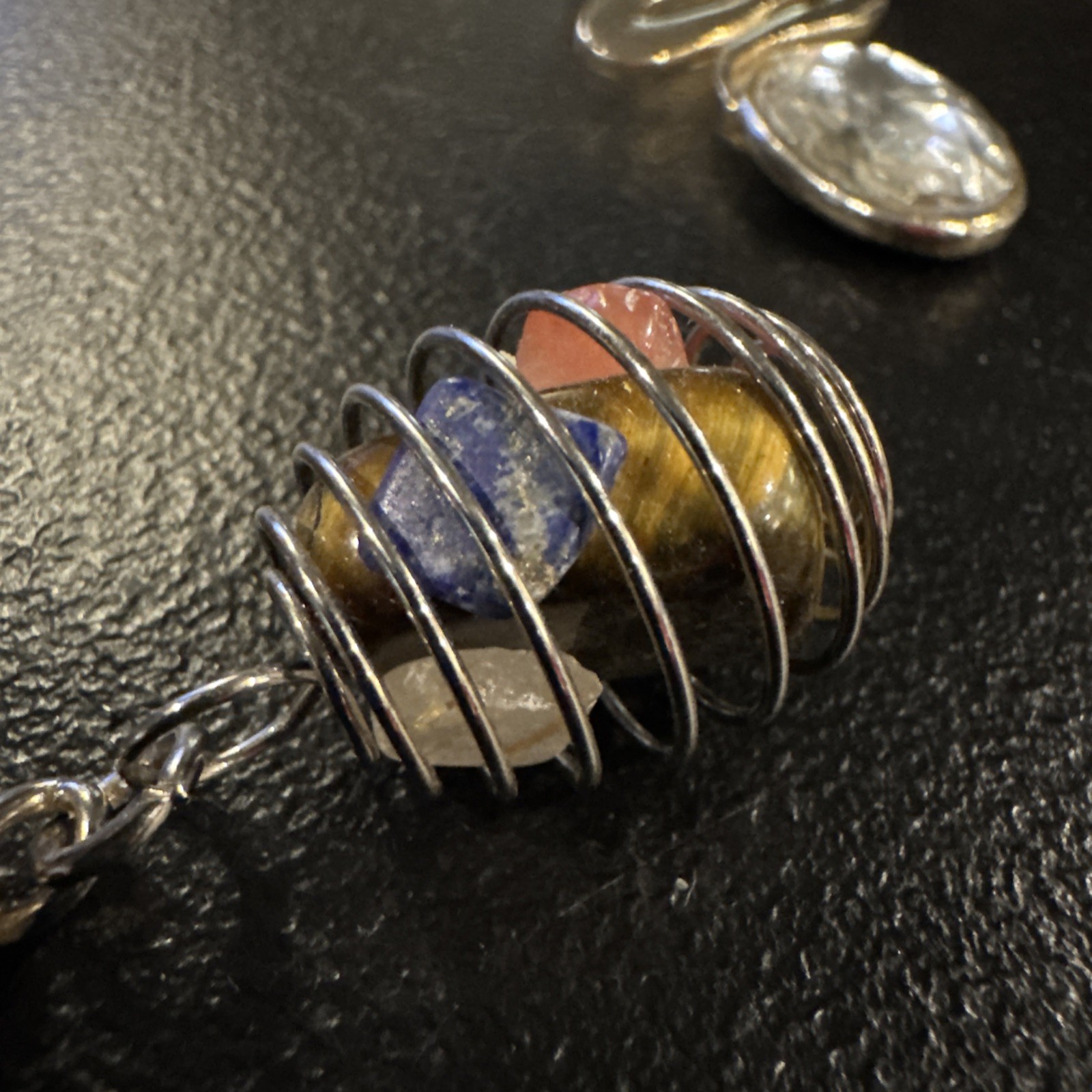 Multicolor Chakra Tuning Gemstone Spiral Key Chain – Metaphysical Gift