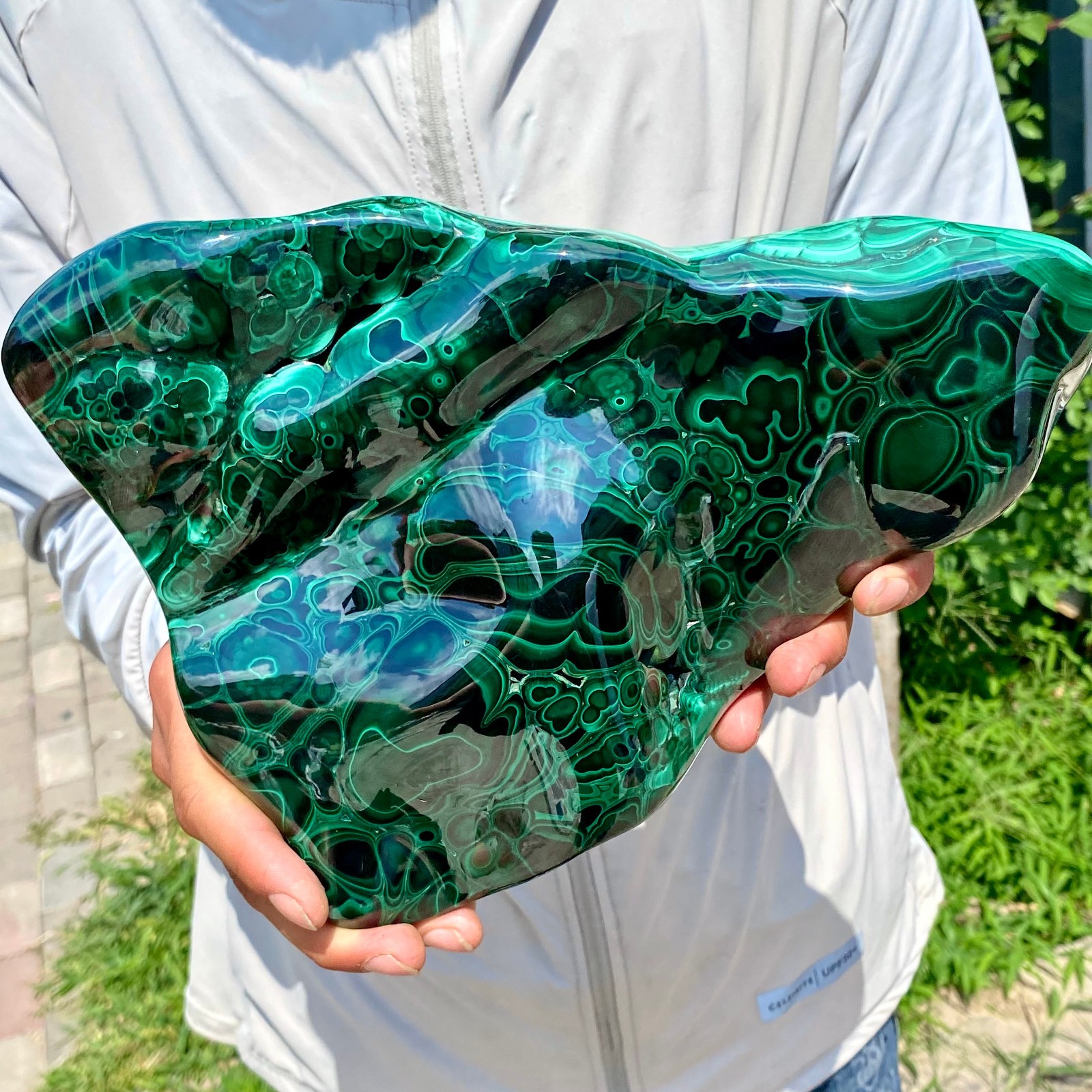 9.25LB Large Natural glossy Malachite transparent cluster rough mineral sample
