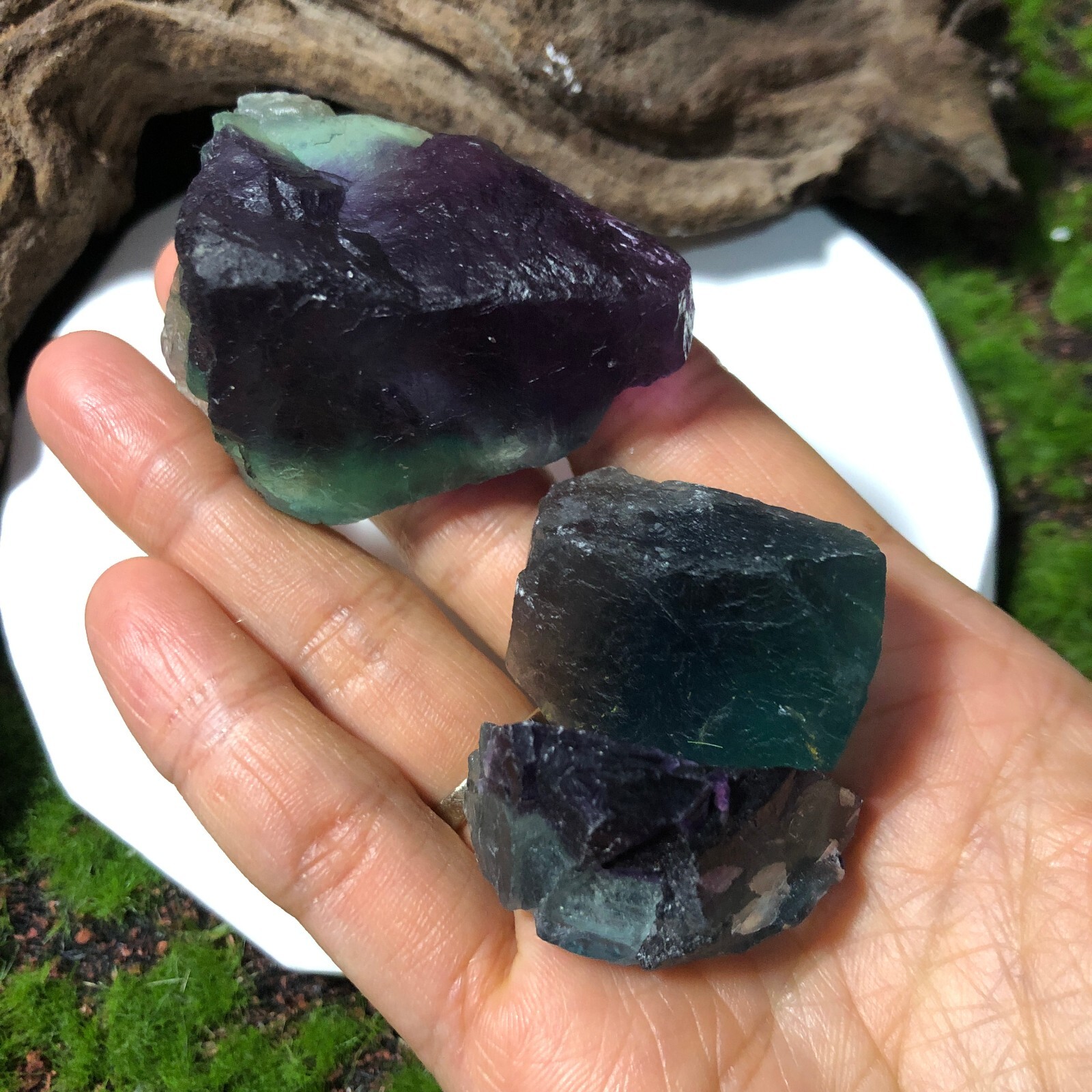 3x Raw Green Blue Fluorite Crystal Quartz Energy Healing Chakras 113g 3-5cm