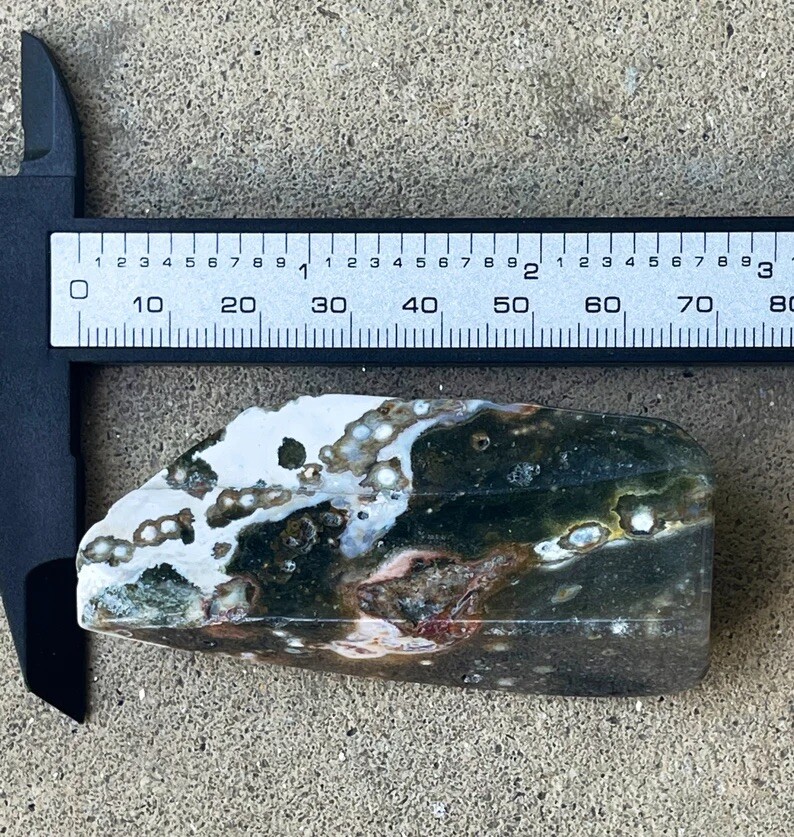 Natural Old Stock Orbicular Ocean Jasper Freeform Crystal Slice