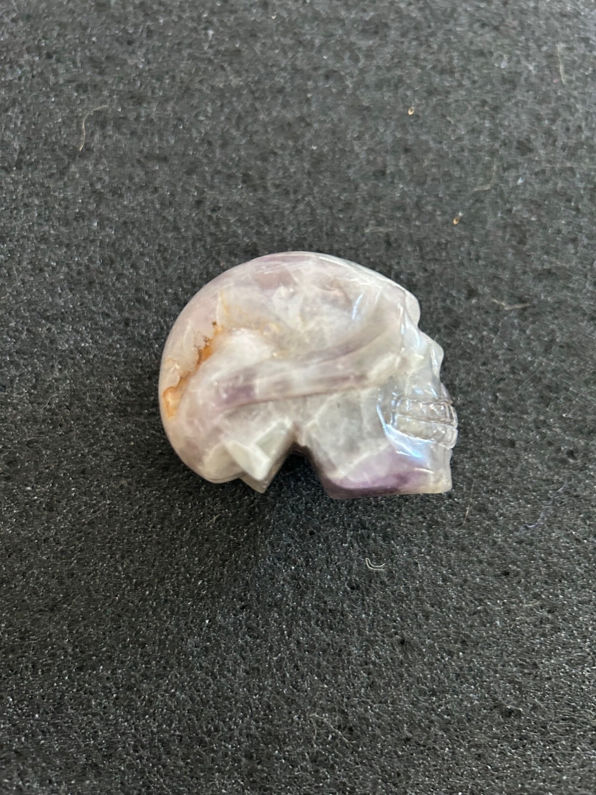 Amethyst Crystal Carved Skull Figurine Small Purple Collectible Solid Piece