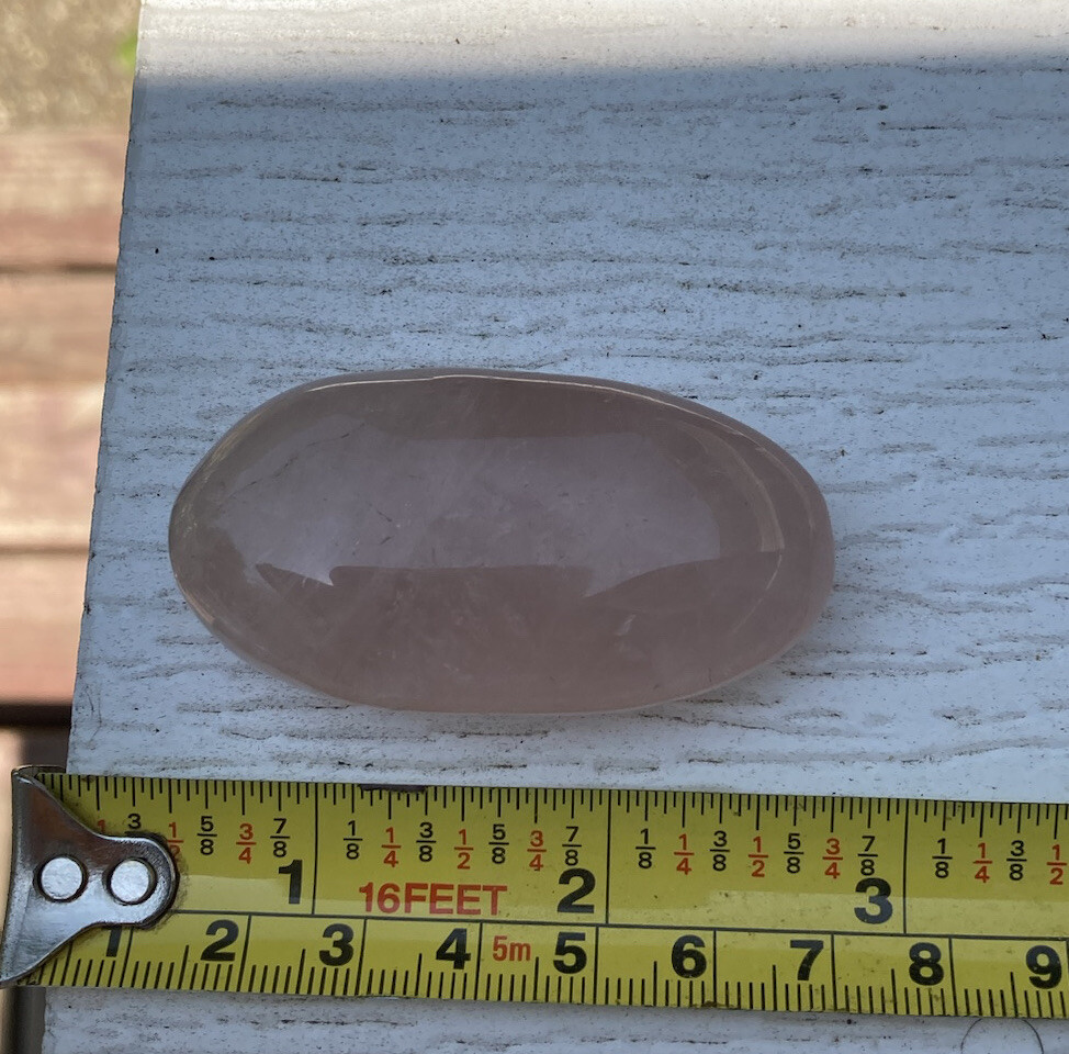 Handmade Polished PINK ROSE QUARTZ Healing Crystal Palm Stone MADAGASCAR 2.24″