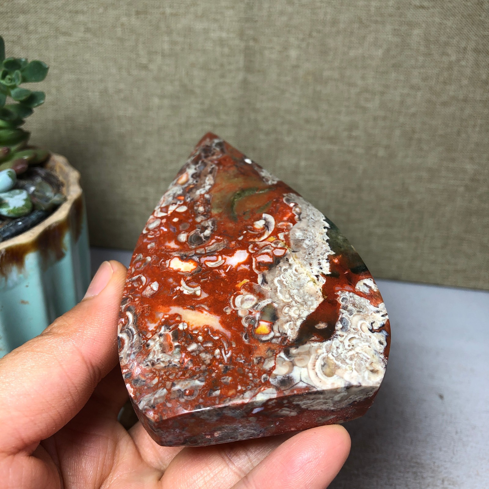 Natural l Indonesian Bloodstone agate point leaf Crystal specimens 165g A4928