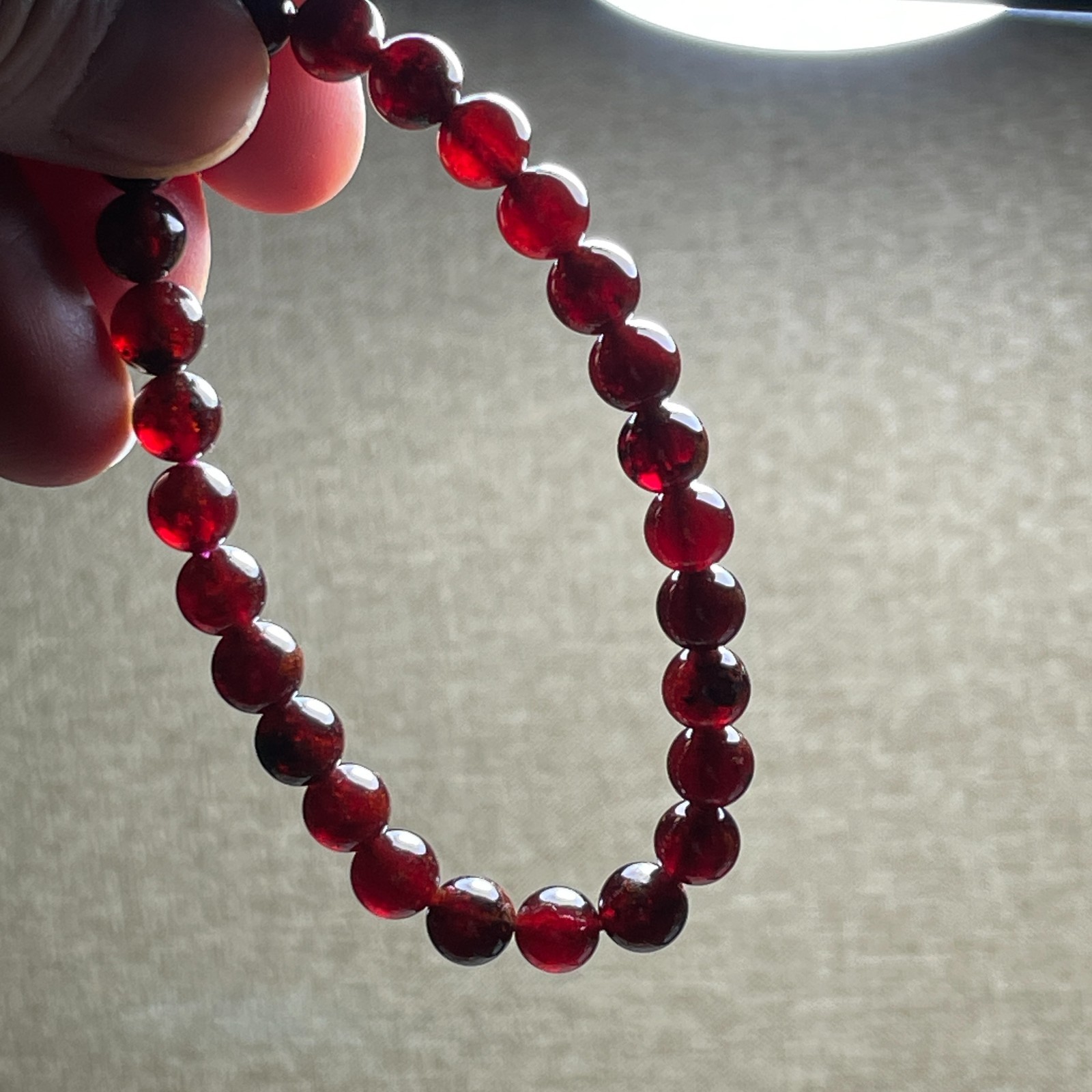 Wholesale 1Pcs 6mm red garnet stone ball beads 6mm 7.5”crystal Stretch Bracelet