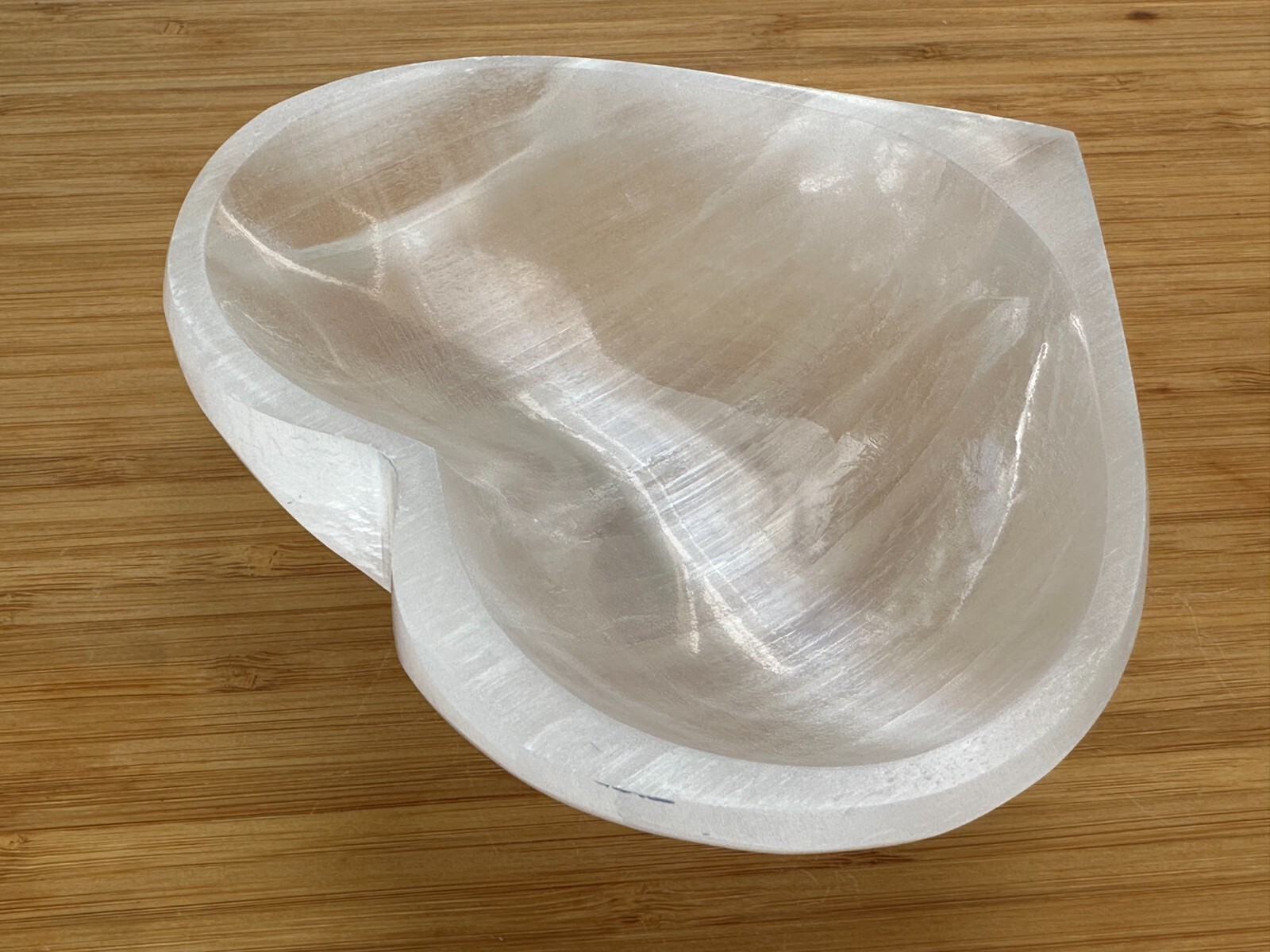 Large Selenite Heart Bowl, 5″ Selenite Heart Shaped Dish Bowl with Pedestal