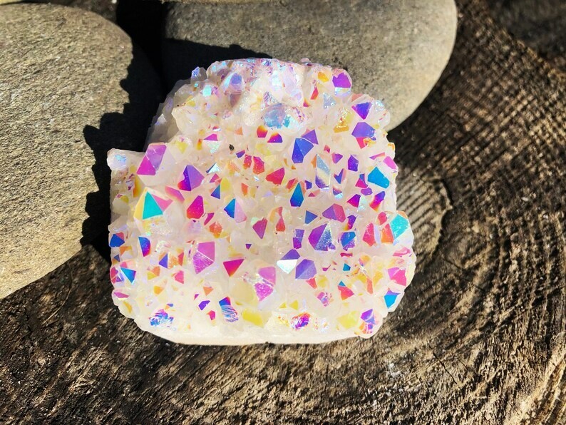 80-100g Aura Quartz Crystal Healing Cluster Natural Mineral Rocks Specimen Gift