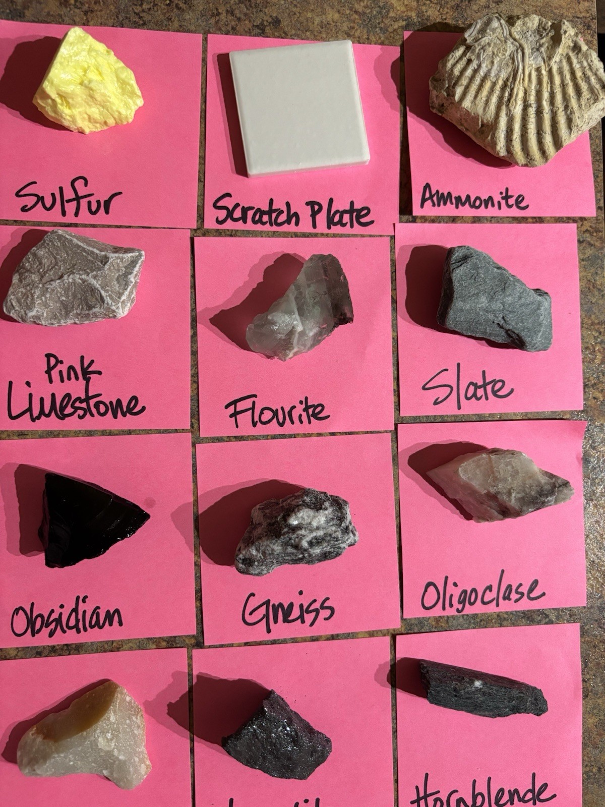 Individually bagged rock and mineral samples with scratch plate. Rock Collecting