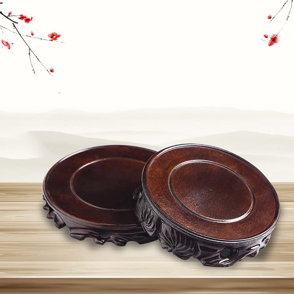 Chinese Wooden Solid Wood Base Rosewood Carved Craft Stand Vase Buddha Statue…