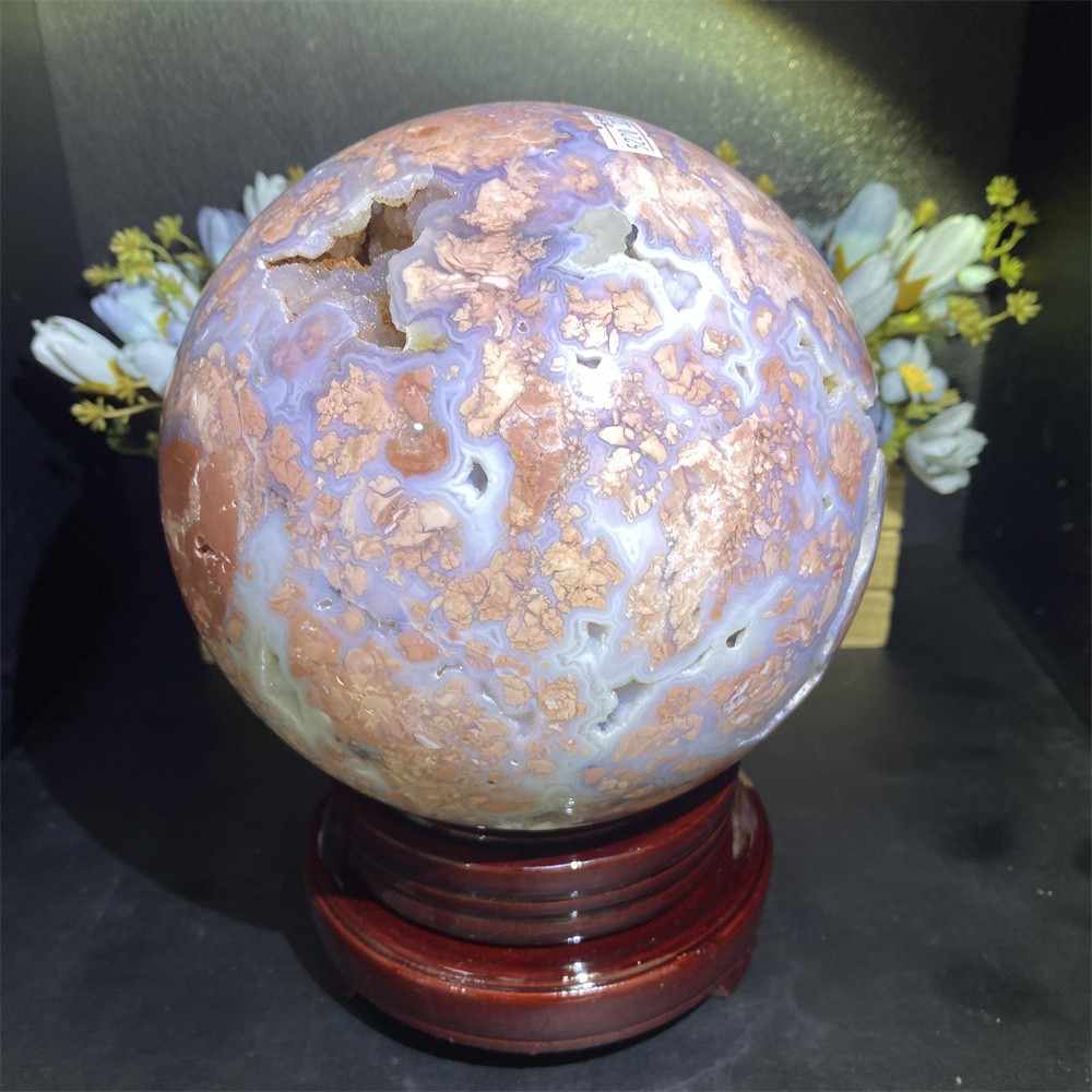Customized Random 1pc 14.4LB 5.7″A+Natural Geode Petal Agate Sphere Reiki Ball