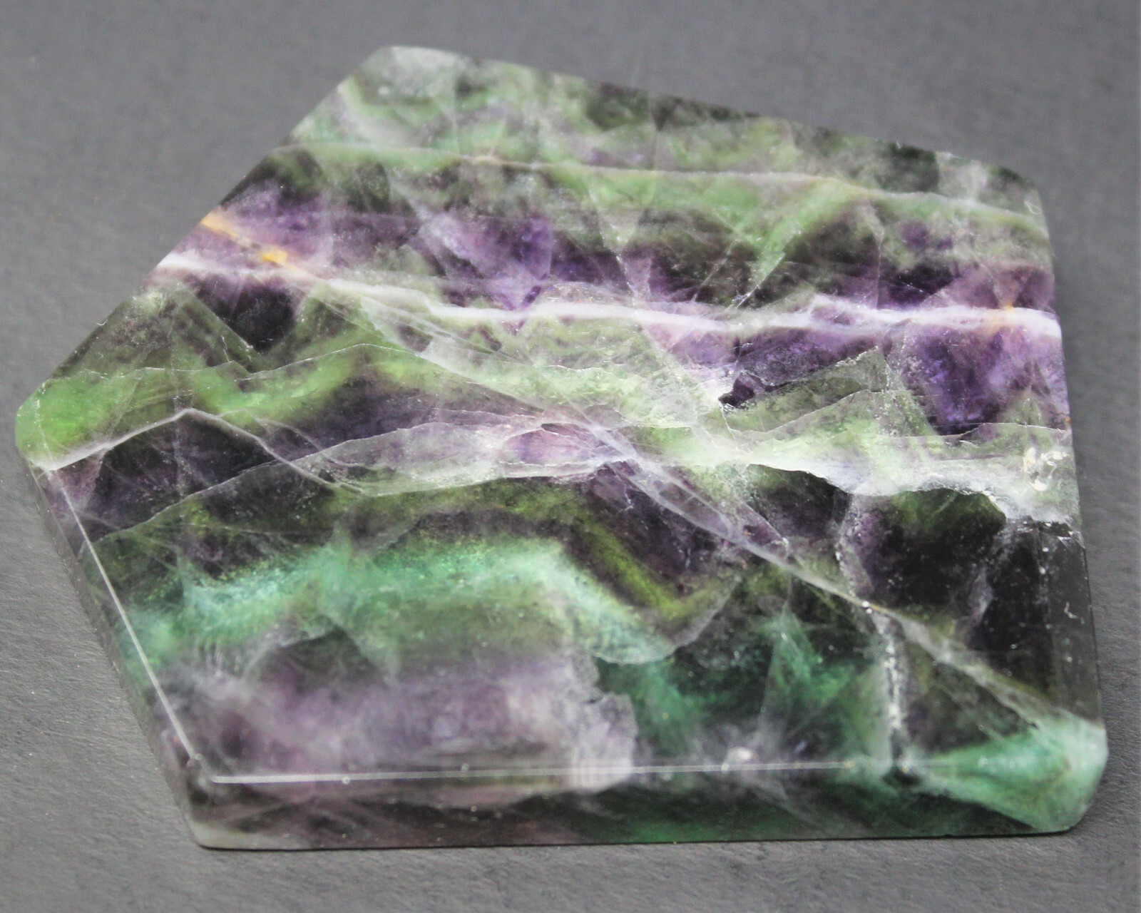Fluorite Slab: Medium 1.5-2″ Beautiful Polished Fluorite Slice, Fluorite Crystal