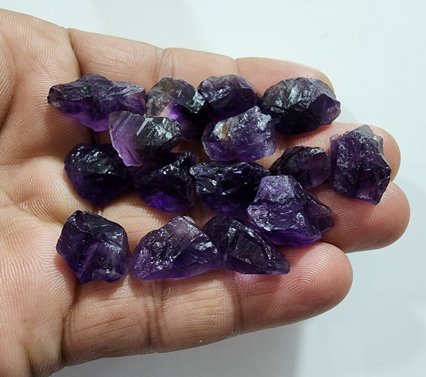 15 Pcs Awesome Purple Amethyst Rough Gemstone Chunks Size 17-21 MM Loose Rough