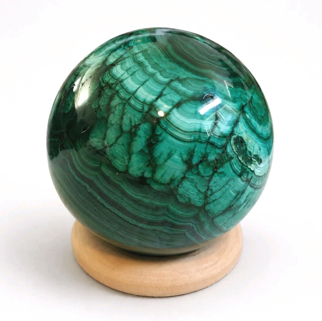 Natural Polished Malachite Sphere 1.83″ – 202g – USA