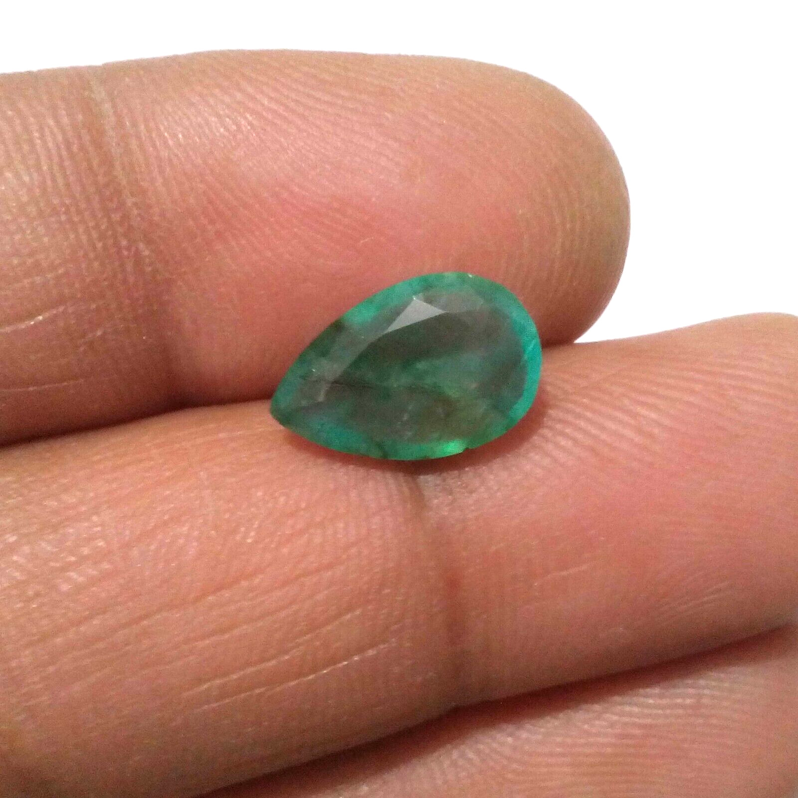 3.40 Crt Top Green Zambian Emerald Pear Shape Faceted Loose Gemstone For Jewelry