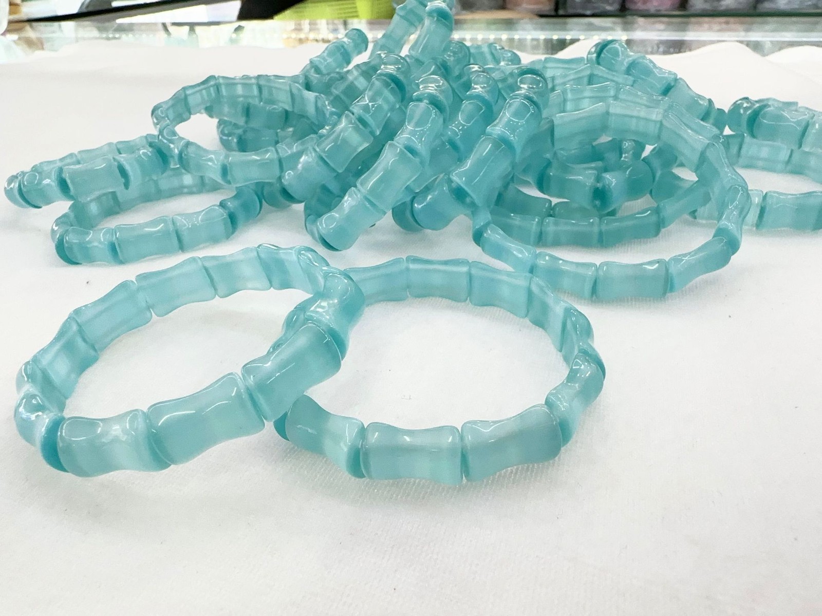 5pcs Fashion cat eye stone bamboo knot bracelet 11 * 18mm seven color