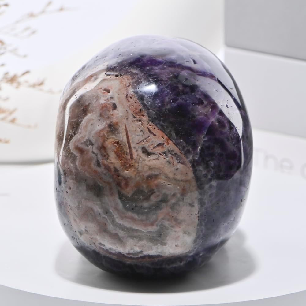5″ Hand-Carved Amethyst Crystal Skull for Reiki Healing & Home Decor