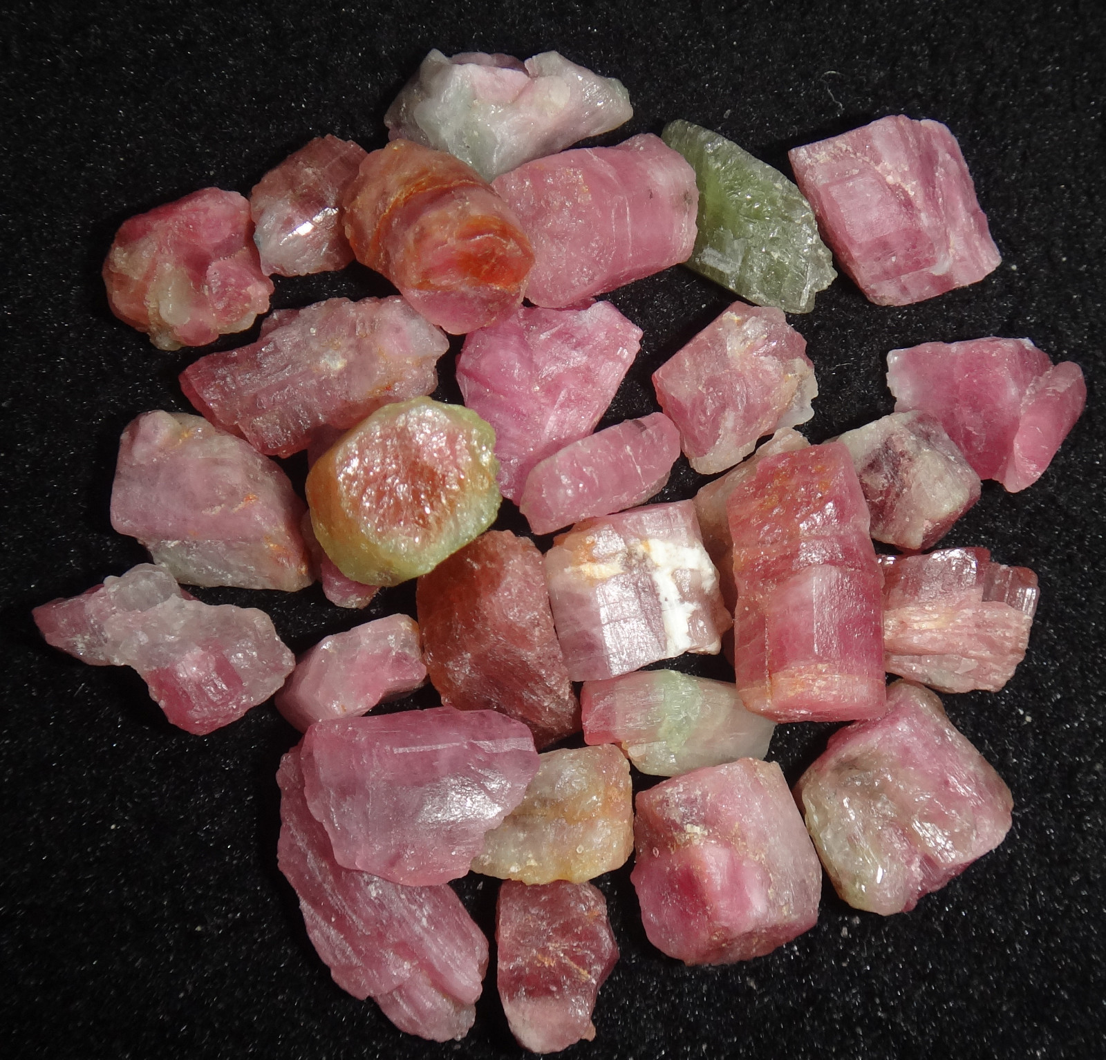 30pcs 50g Natural Watermelon Pretty Pink And Green Tourmaline Roug