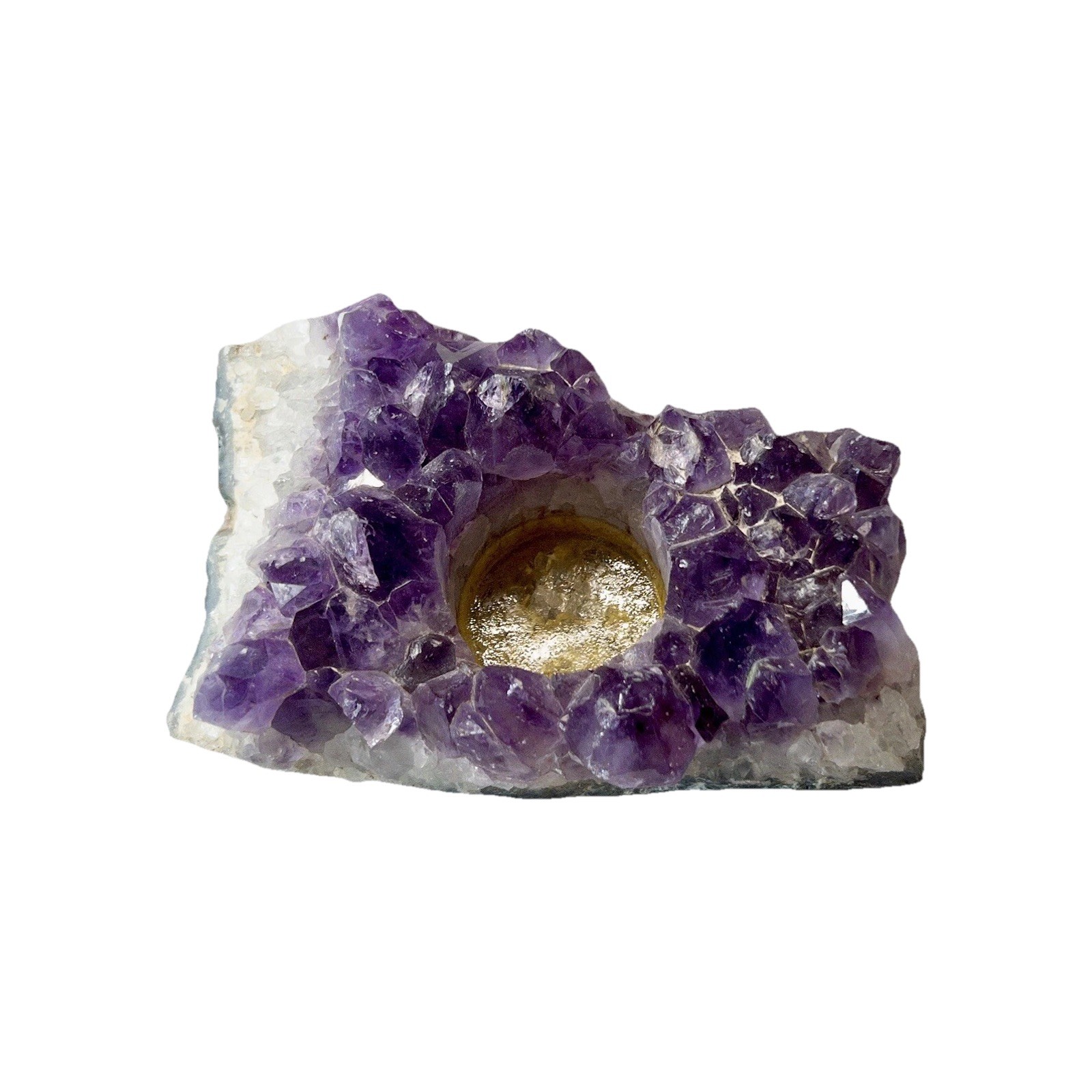 Natural Amethyst Geode Tea Light Crystal Lapidary Rock Tumbling