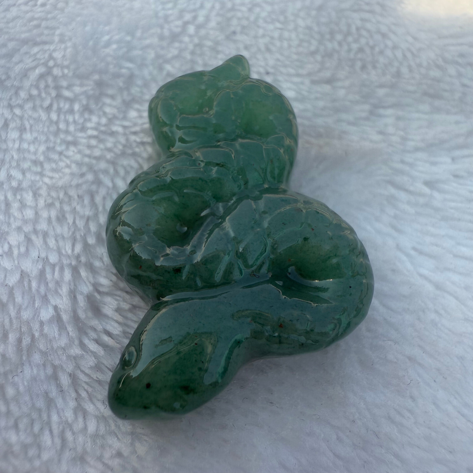 Natural Green East Mausoleum The snake Skull Hand Carved Crystal Healing 1pc