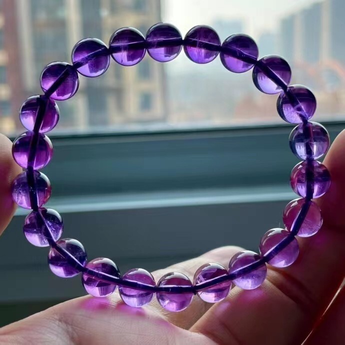 8mm Natural Amethyst Quartz Purple Uruguay Round Beads Woman Man Bracelet AAAA