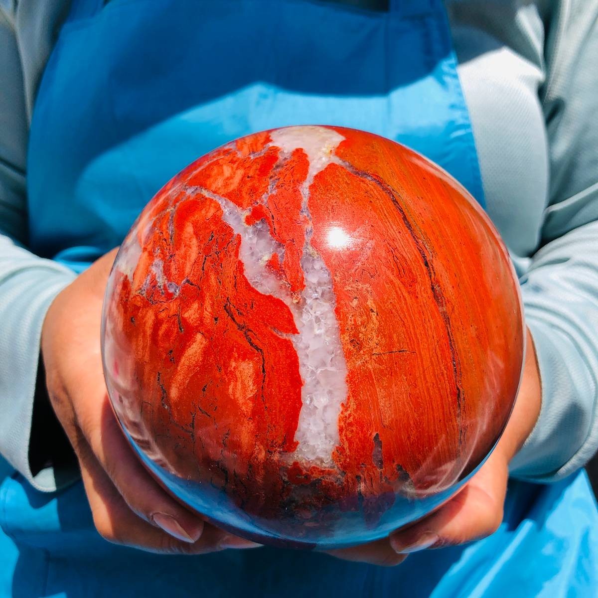 5.96LB Natural red jade ball quartz crystal ball, spiritual energy healing