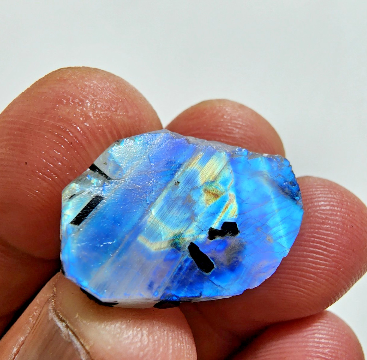 26 Crt Attractive Blue Fire White Rainbow Moonstone Rough Loose Gemstone Jewelry