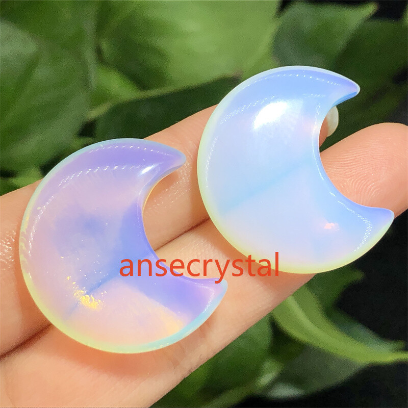 5pcs Opalite Moon Quartz Crystal 1” Carved Pendant Reiki Healing Figurines