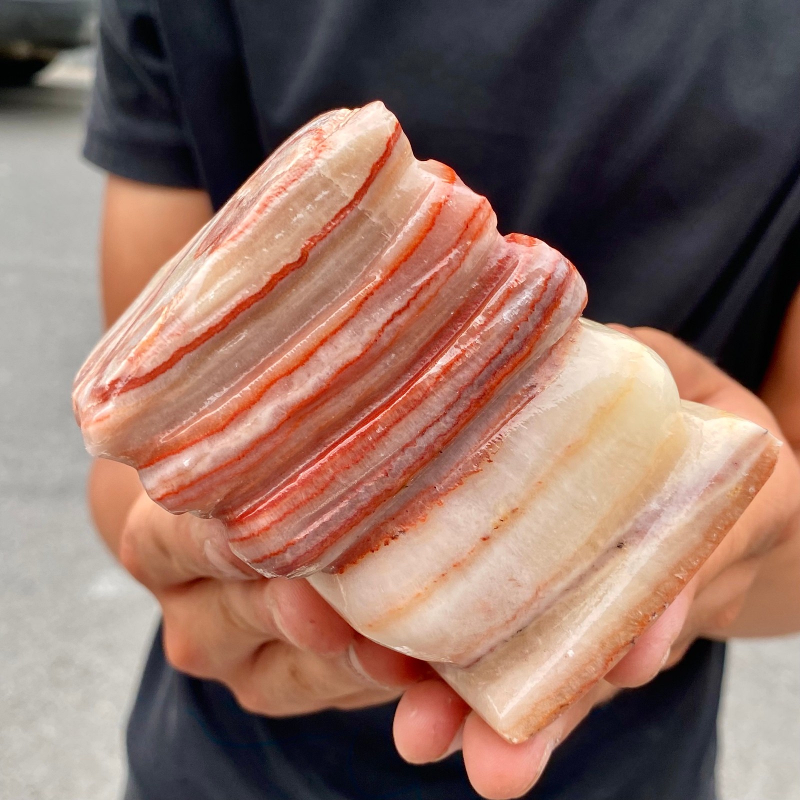 2LB Natural Pork Stone (Bacon Calcite) Slice Feng Shui Home Decor Specimen