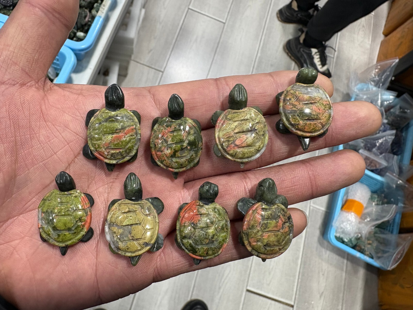 5pc Natural unakite Crystal Quartz Carved Crystal Sea turtle reiki Random