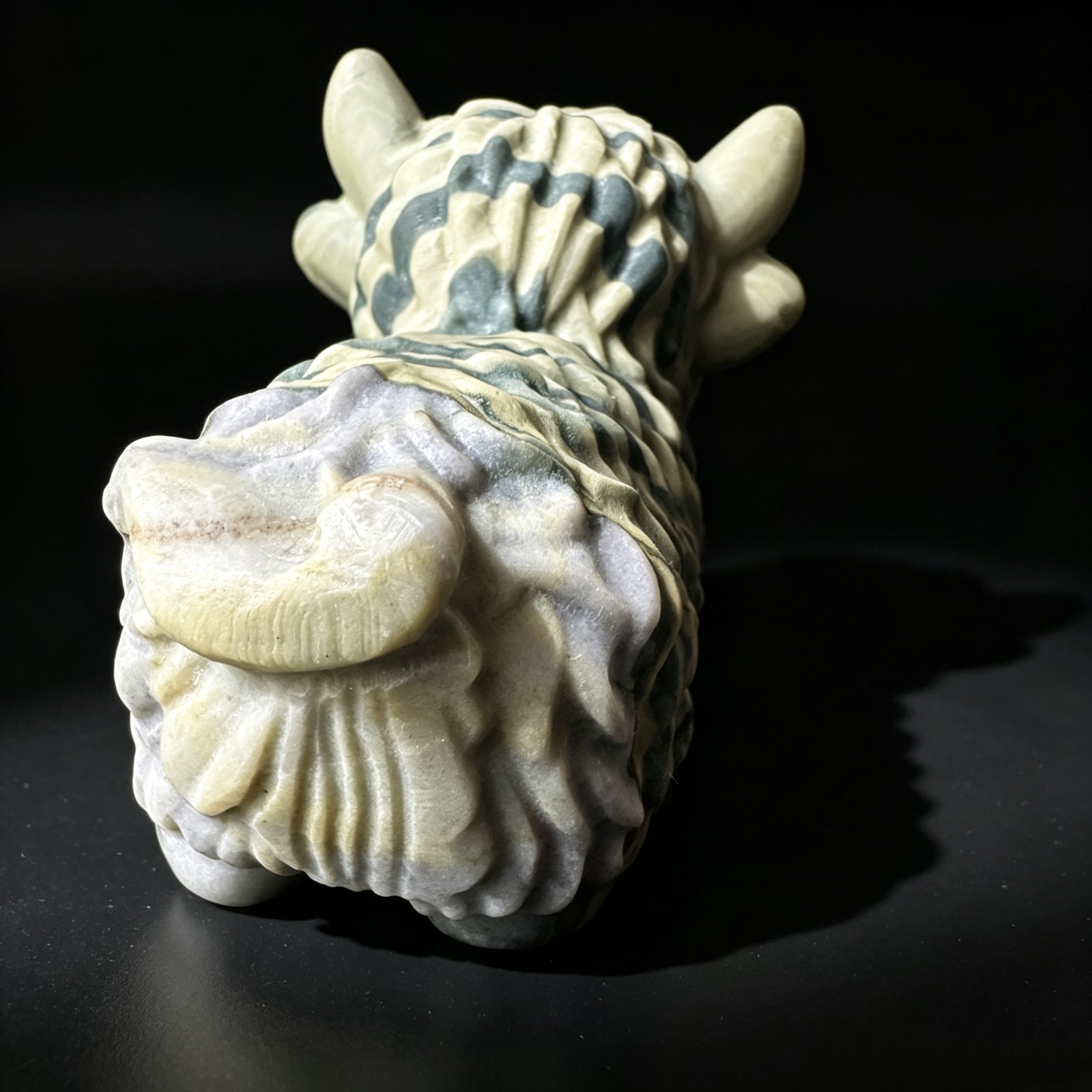 Precision Carved Natural Stone Yak with Detailed Fur Curved Horns Powerful Stanc