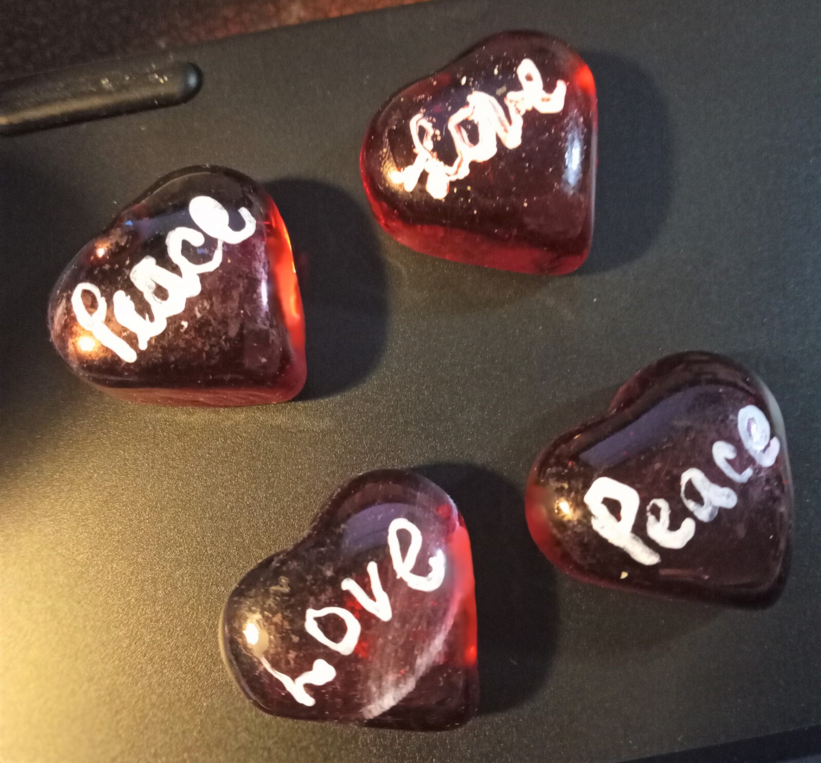 Gratitude Stone – Glass Heart Token Love Gift COLORS or CLEAR !