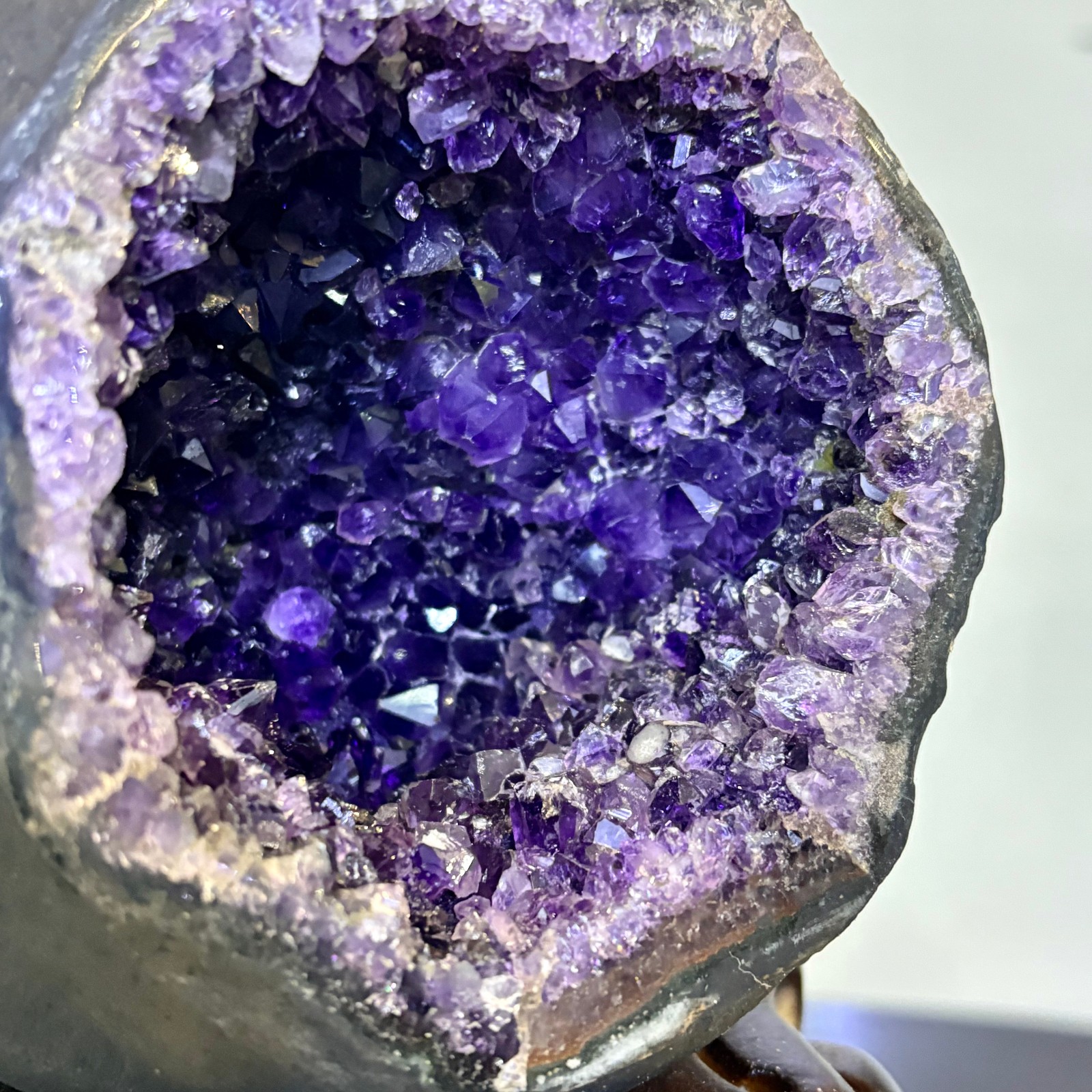 4.4LB Natural uruguay amethyst geode quartz money bag crystal +stand