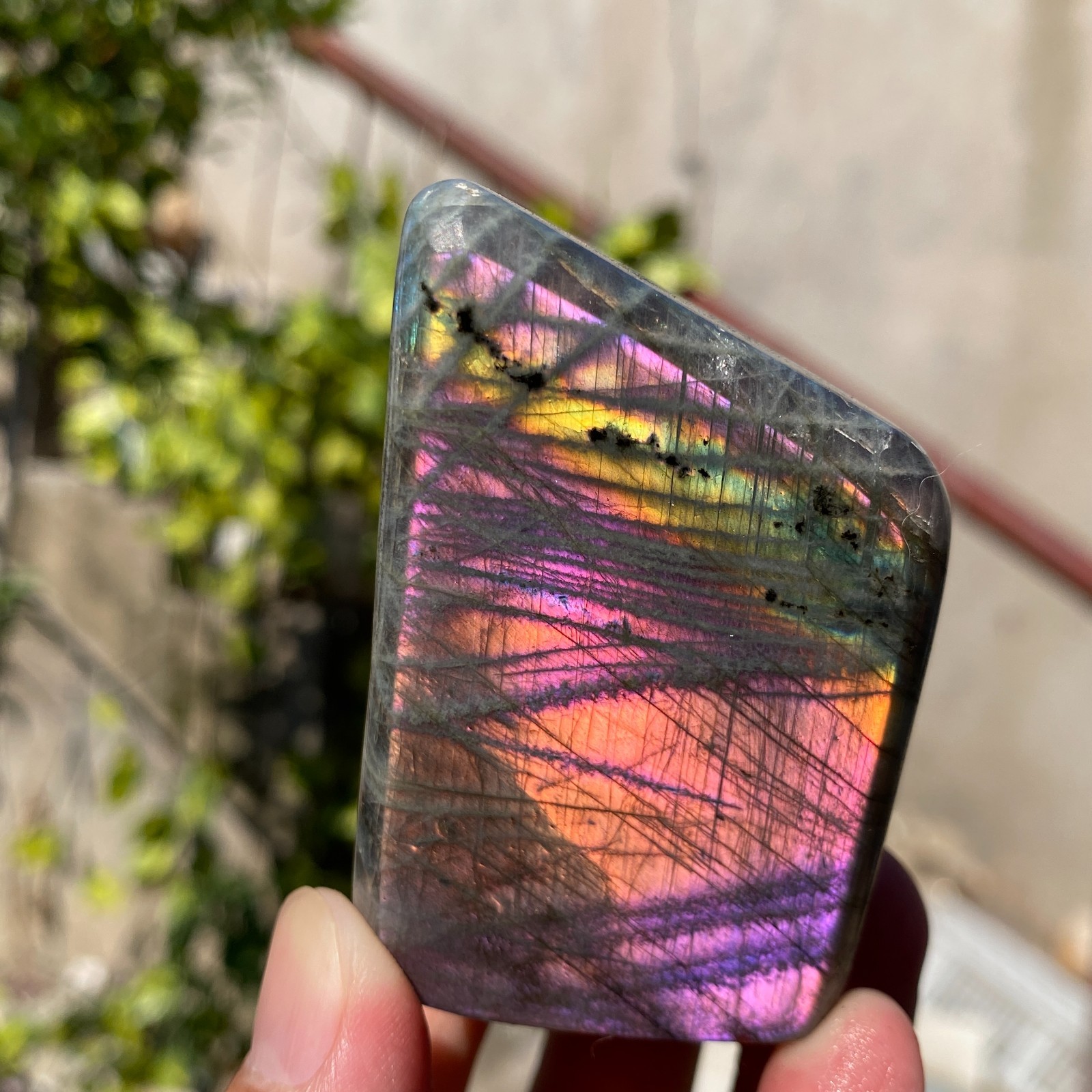 205g Natural labradorite quartz crystal freeform polished specimen healing