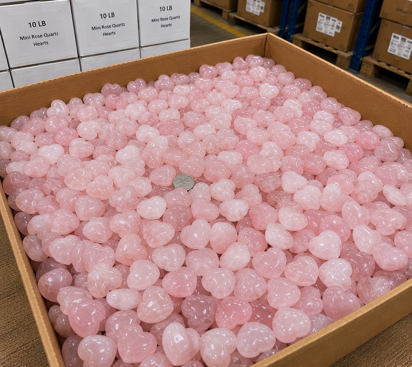 10 LB Mini Rose Quartz Hearts Bulk Lot Polished Natural Crystal Assortment