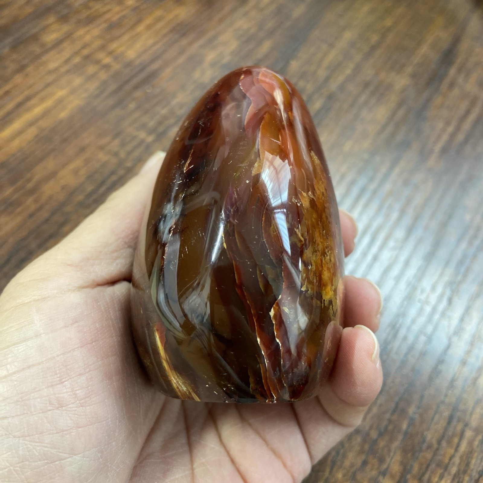83mm388g Beautiful Red AGATE Carnelian Yellow Spots Crystal Display Stand MGY143
