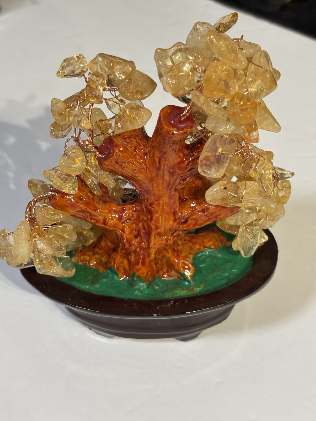 Citrine Crystal Tree Feng Shui Money Tree Gemstone Bonsai Wealth Decor 6in