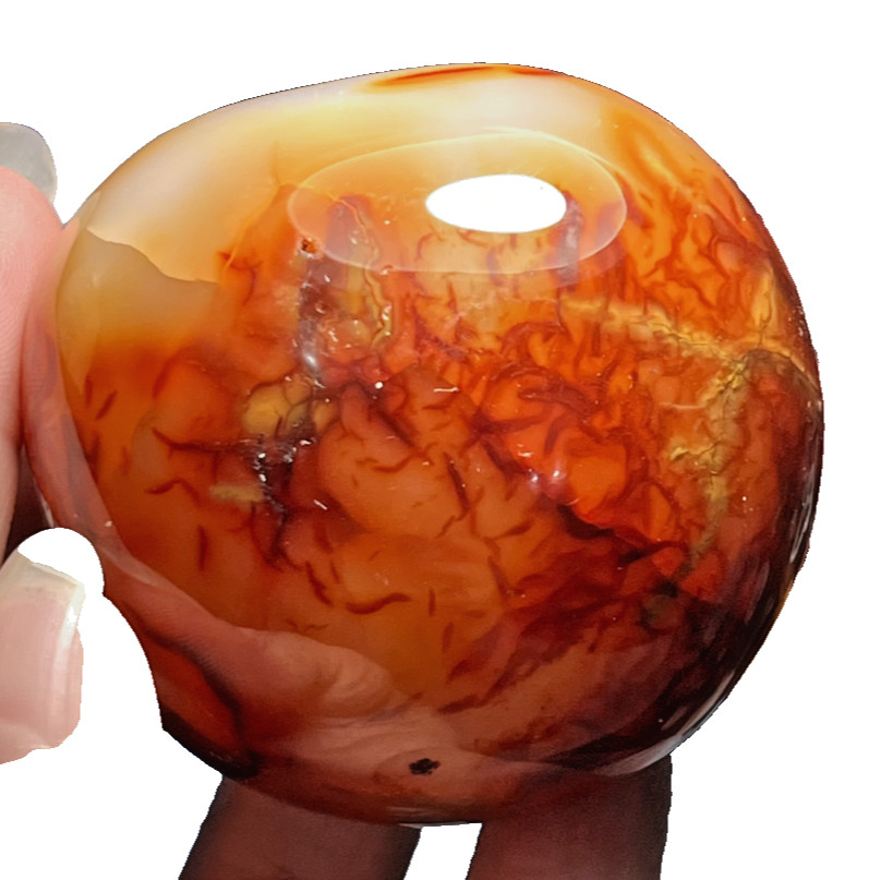 Beautiful Unique Natural Polished Red Carnelian Stone Crystal Sphere 2.5″
