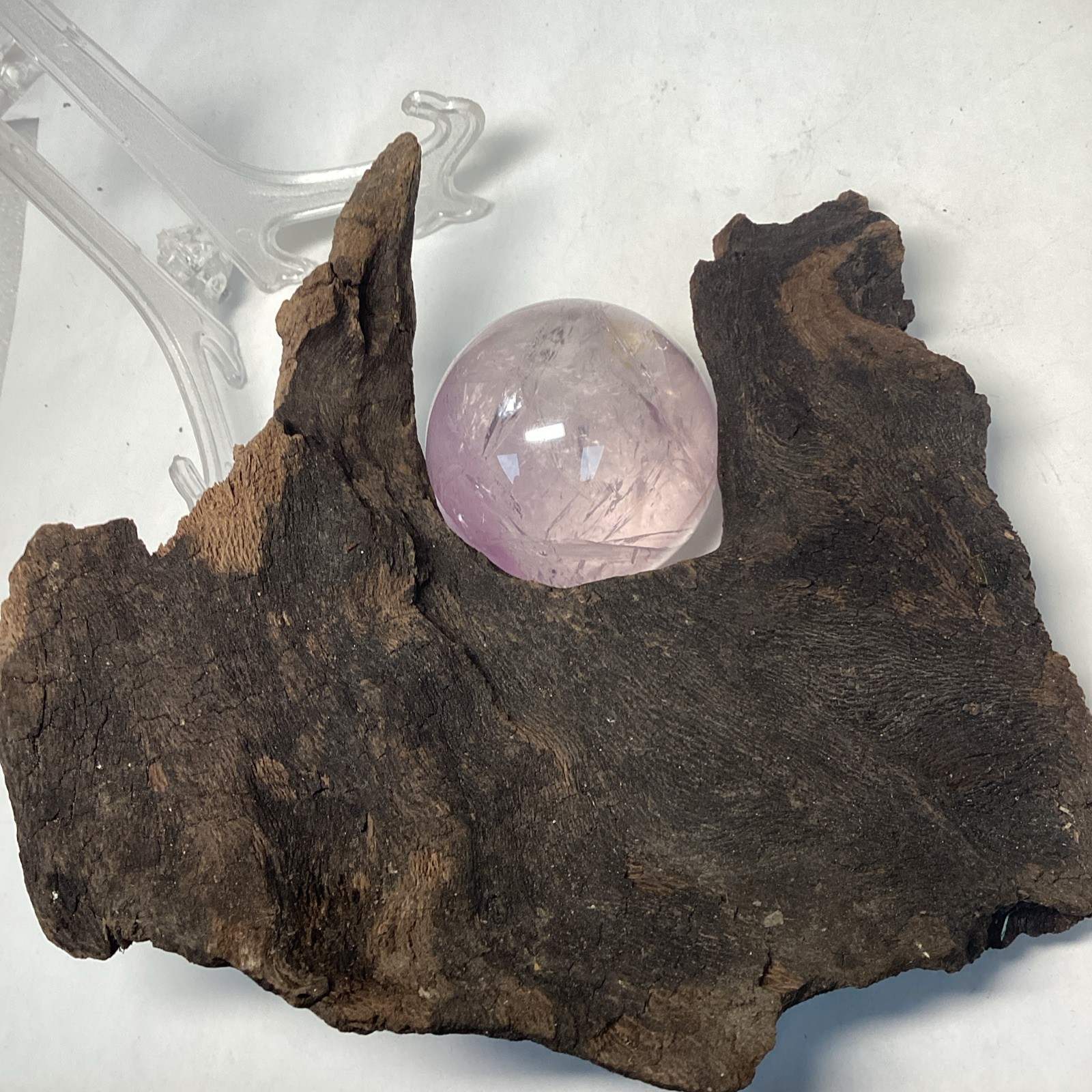 42 mm Amethyst Sphere On Natural Driftwood Stand