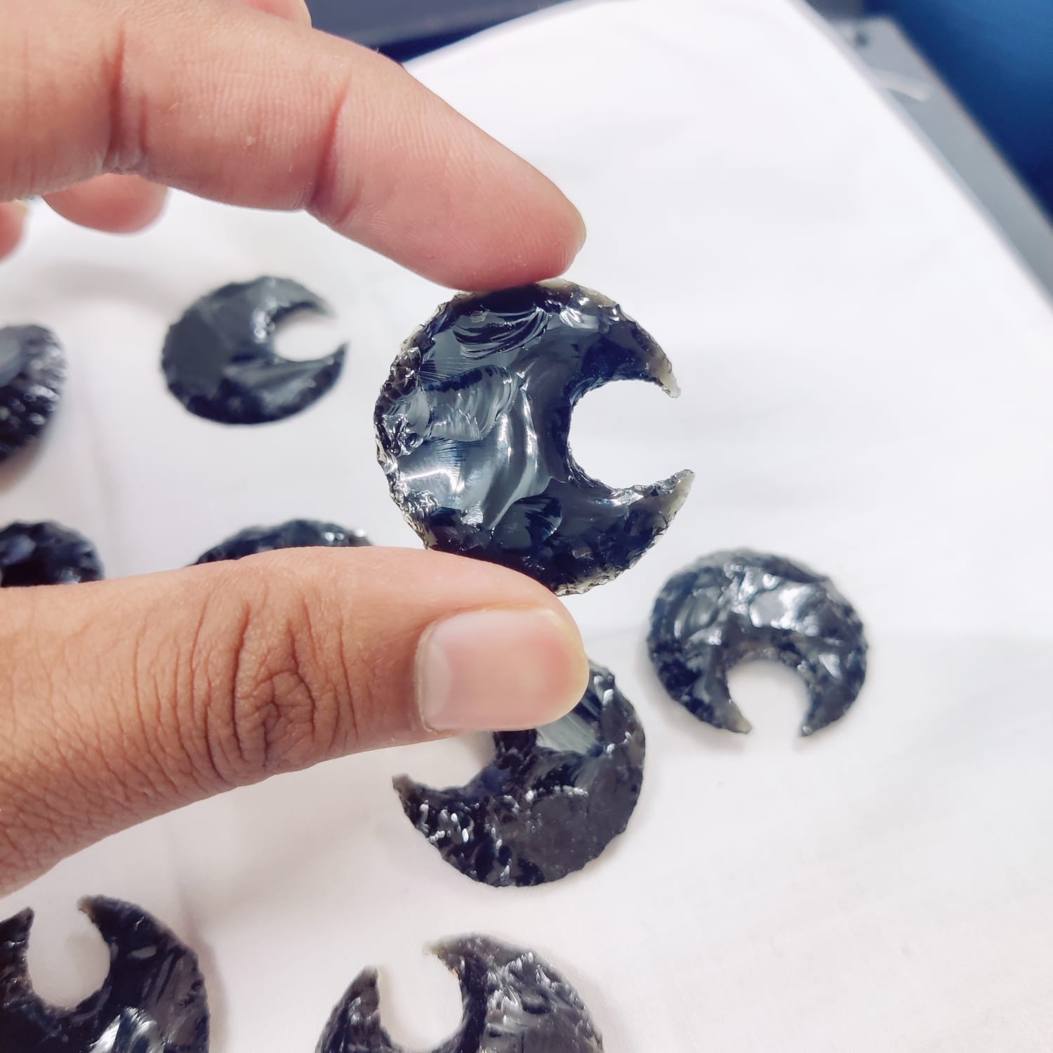 Bulk Obsidian Moon Crystal, Carved Crescent Obsidian Gemstone, Moon Pendant