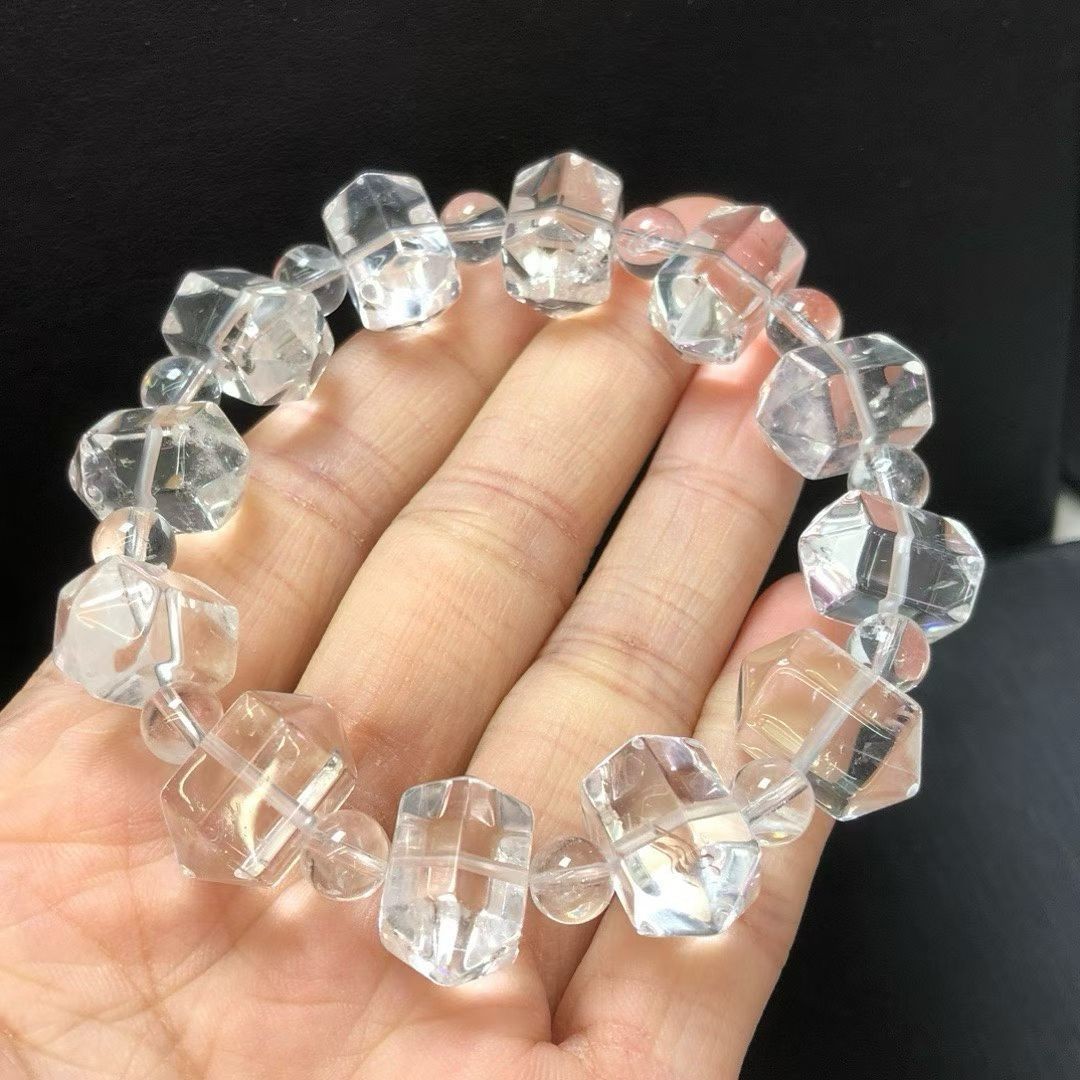 Natural Clear Quartz Bracelet 17mm Double point Healing Energy Reiki Stretch 1pc